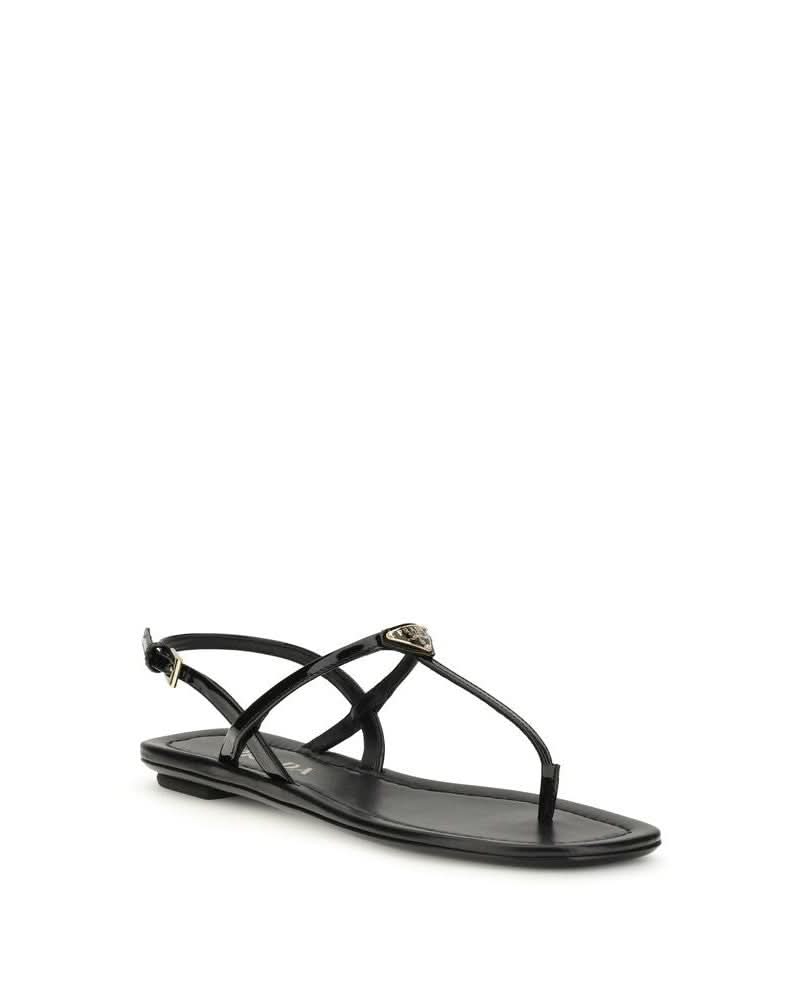 Prada Black Calf Leather Bos Taurus Flip Flop Sandals