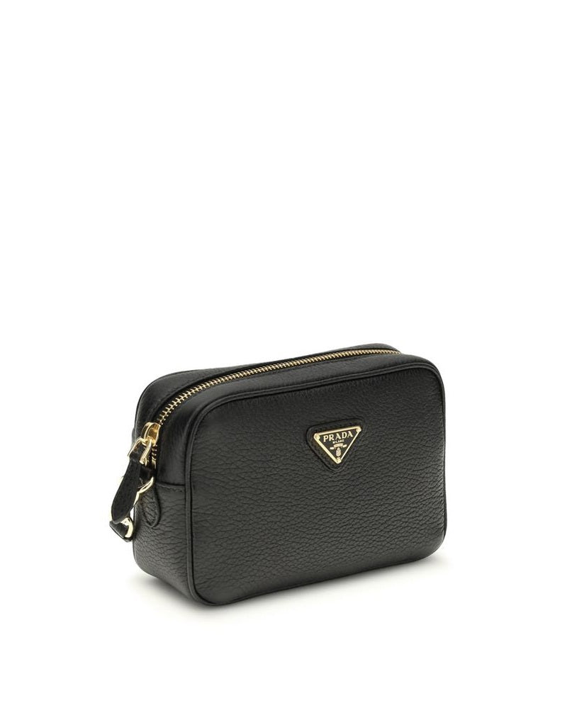 Prada Black Calf Leather Bos Taurus Shoulder Bag Glam Steals