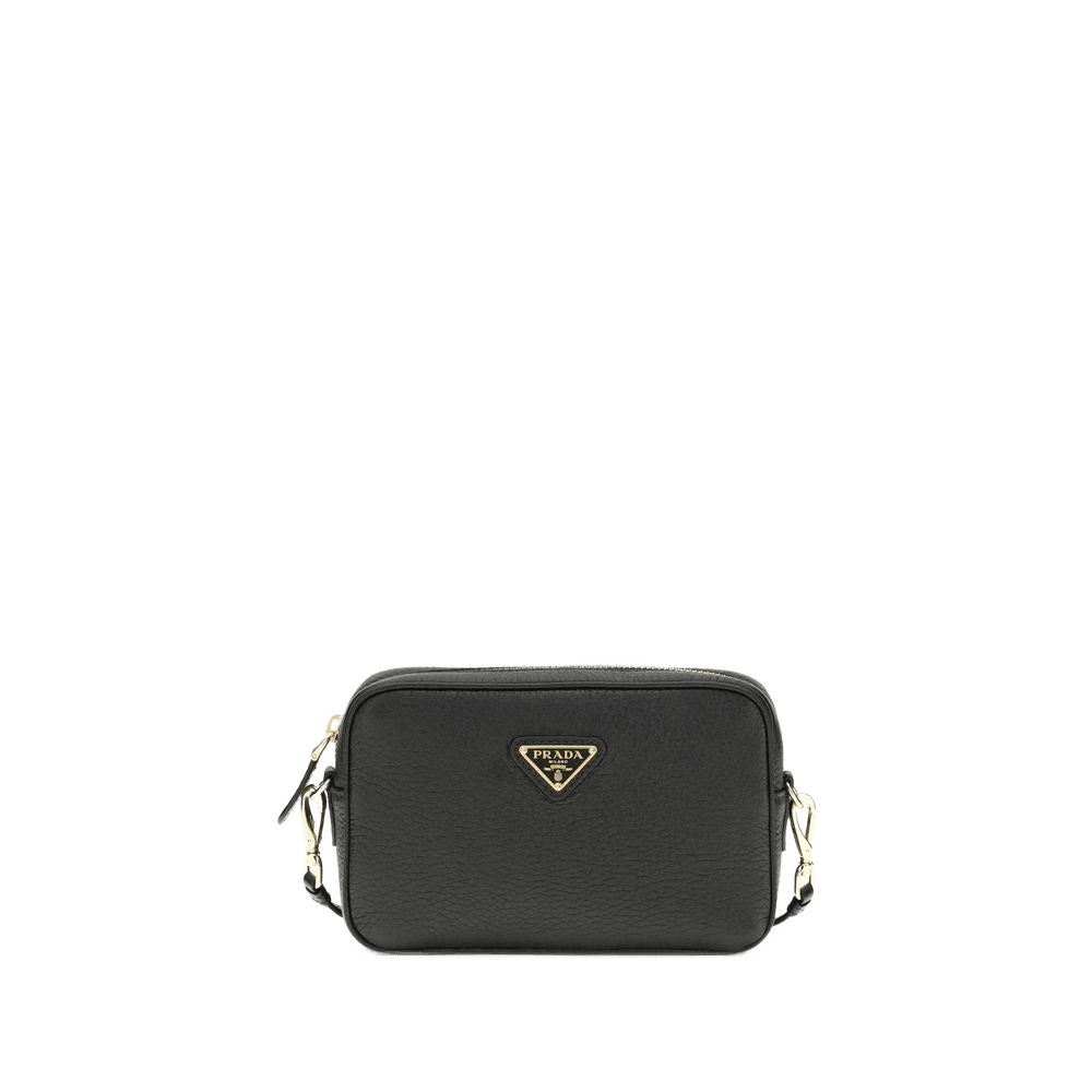 Prada Black Calf Leather Bos Taurus Shoulder Bag