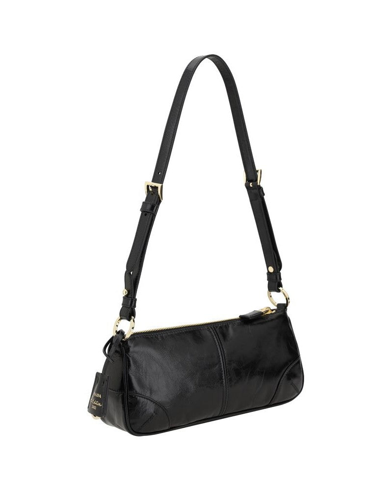Prada Black Calf Leather Bos Taurus Shoulder Bag Glam Steals