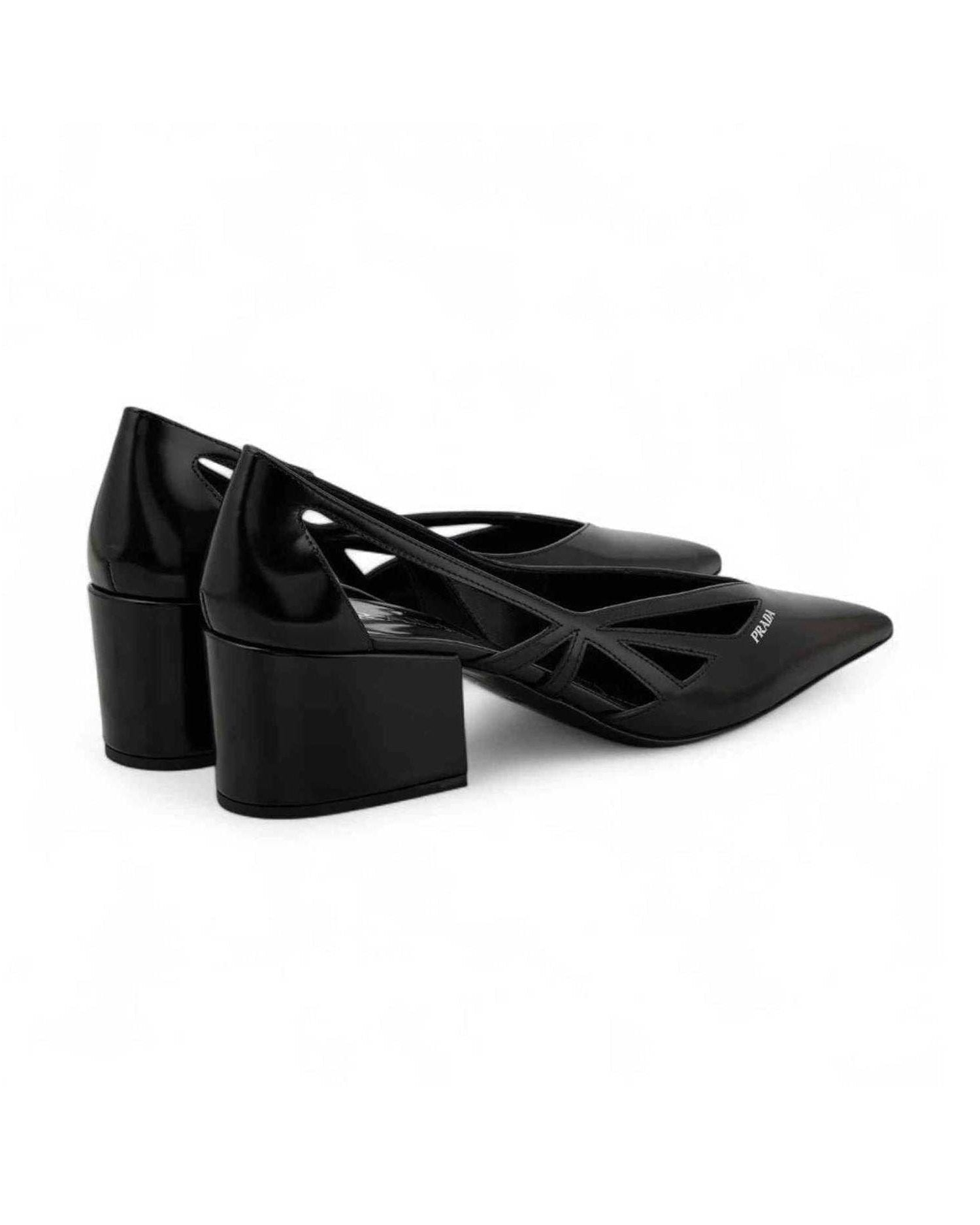 Prada Black Leather Cut Out Pumps 55 Glam Steals