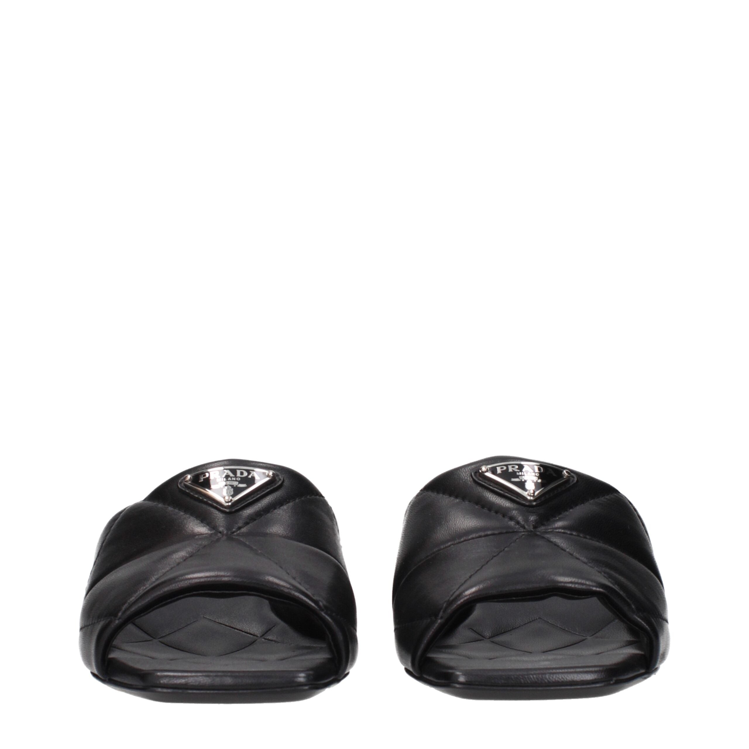 Prada Black Leather Flat Sandals Glam Steals