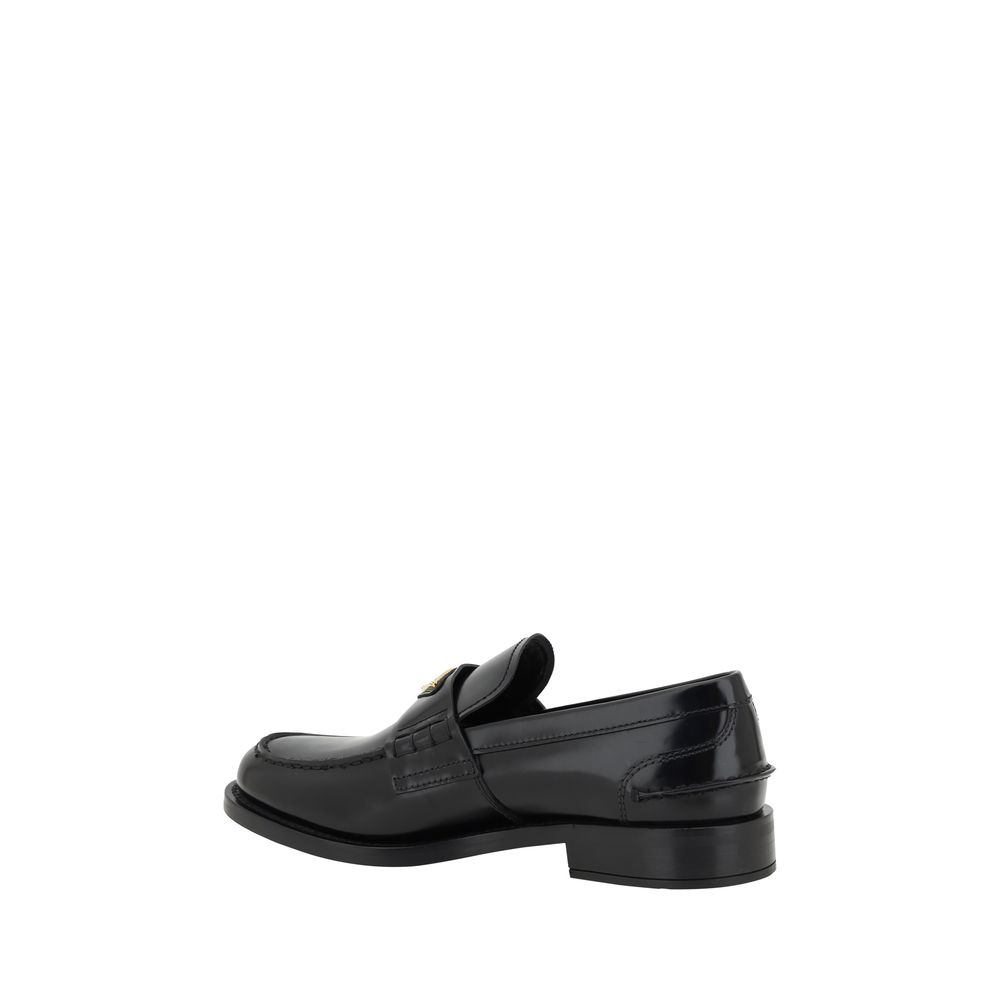 Prada Black Leather Logo Loafers Glam Steals