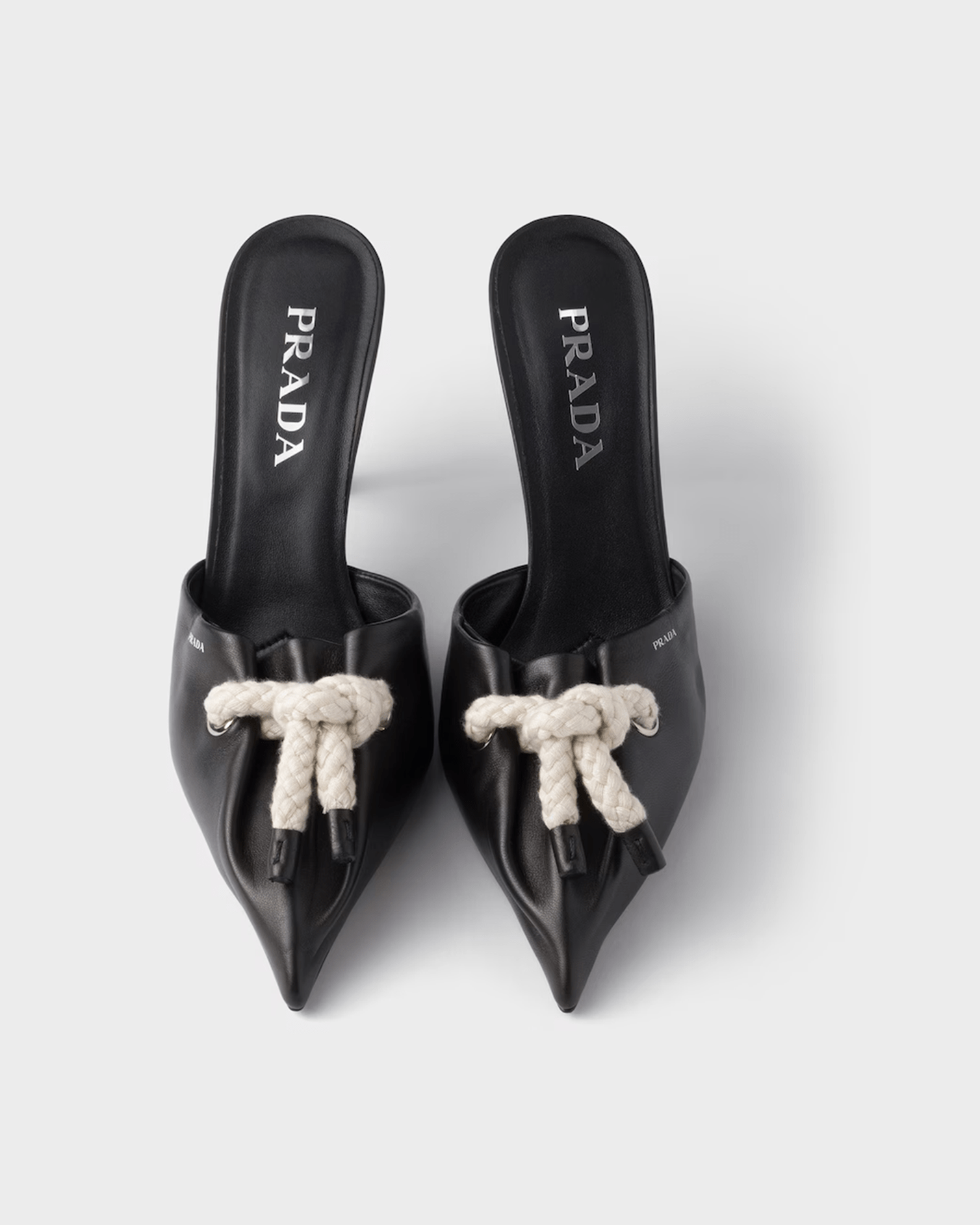 Prada Black Leather Nappa Rope Detail Sandals Glam Steals