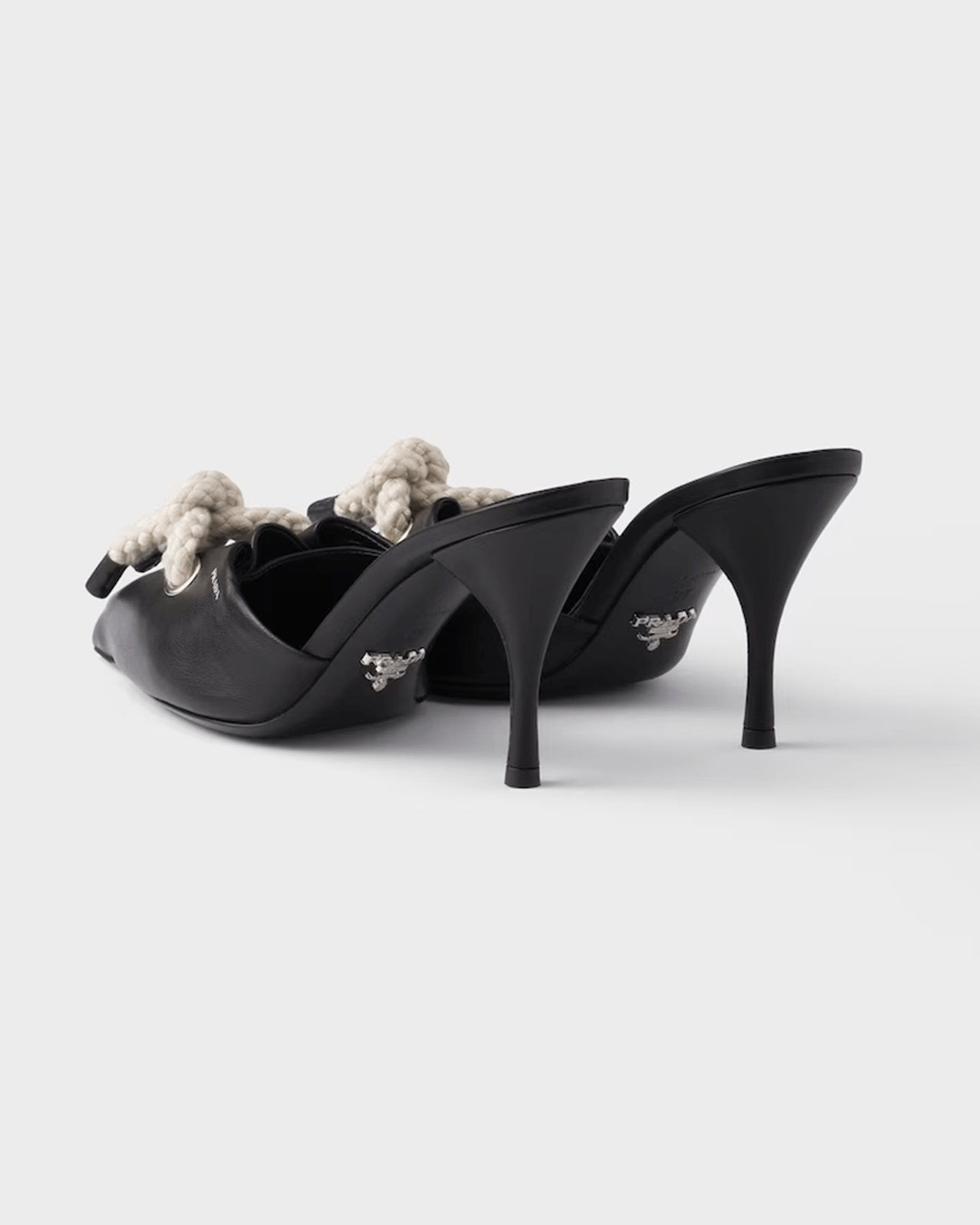Prada Black Leather Nappa Rope Detail Sandals Glam Steals