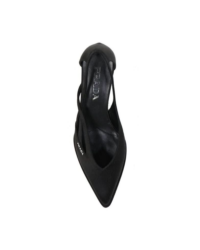 Prada Black Silk Mid Heel Pumps