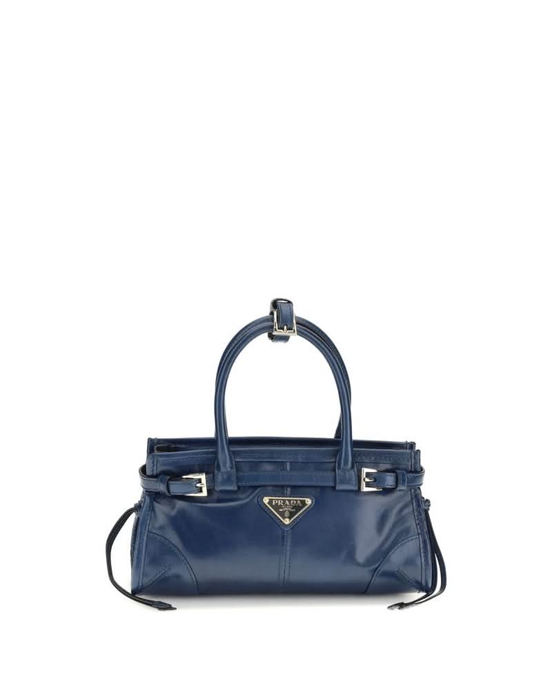 Prada Blue Calf Leather Bos Taurus Handbag Glam Steals