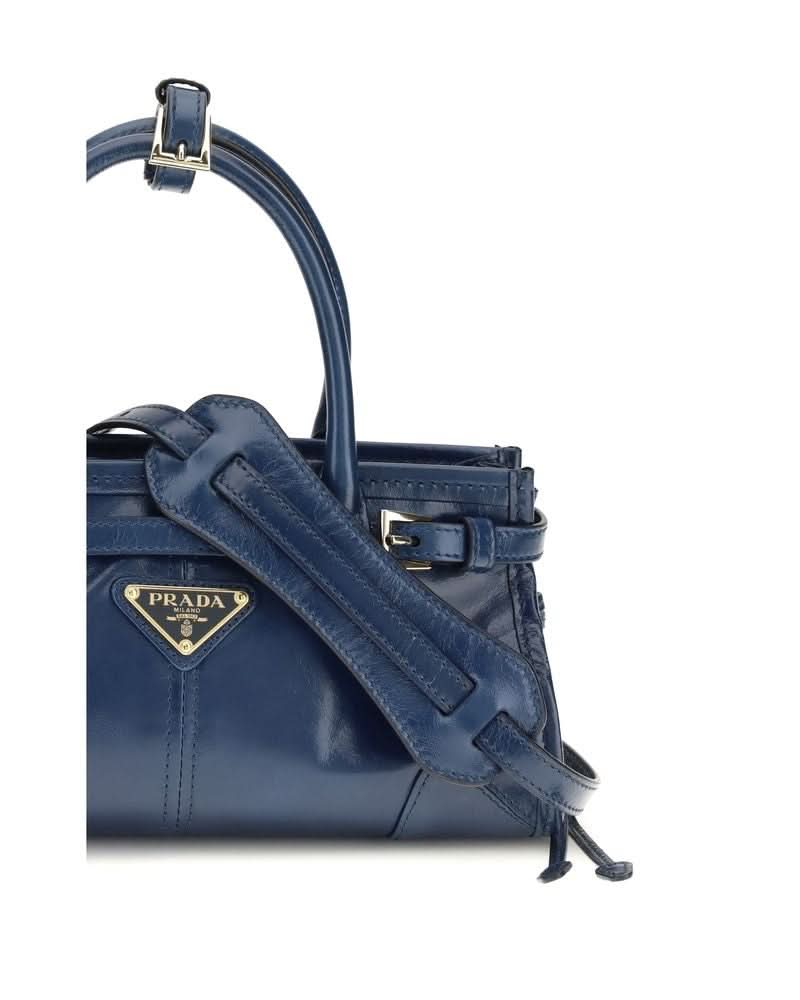 Prada Blue Calf Leather Bos Taurus Handbag Glam Steals