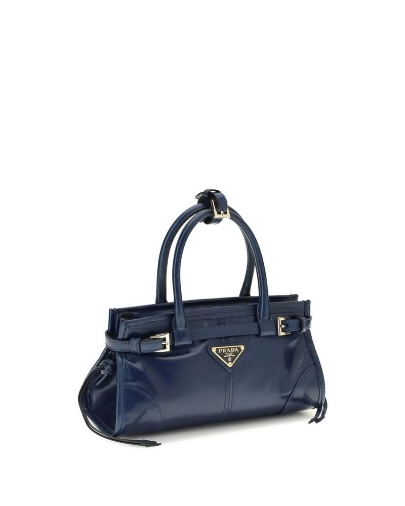 Prada Blue Calf Leather Bos Taurus Handbag Glam Steals