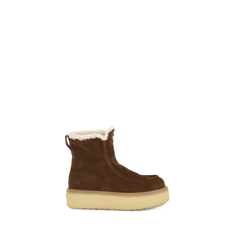 Prada Brown Calf Leather Bos Taurus Ankle Boots