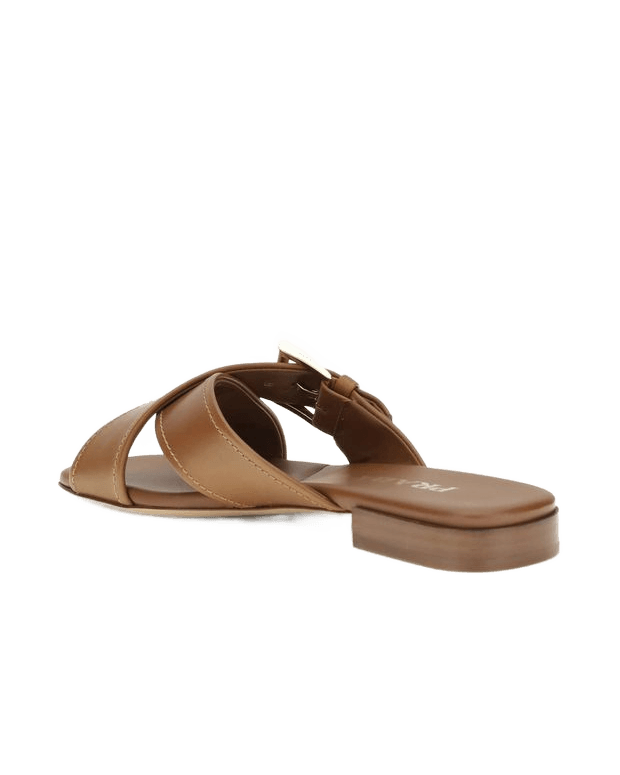 Prada Brown Calf Leather Bos Taurus Flat Sandals Glam Steals