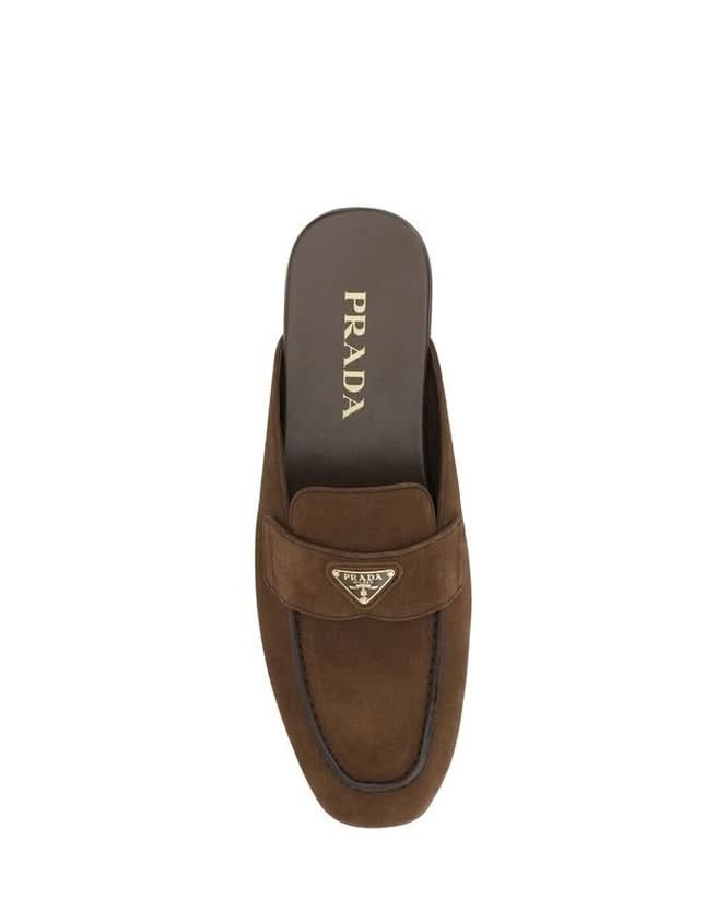 Prada Brown Calf Leather Bos Taurus Mules