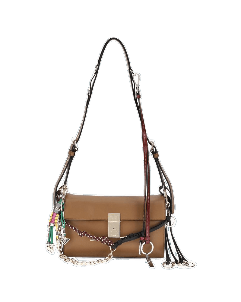 Prada Brown Calf Leather Bos Taurus Shoulder Bag Glam Steals