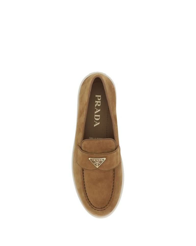Prada Brown Calf Leather Bos Taurus Slip On Loafers