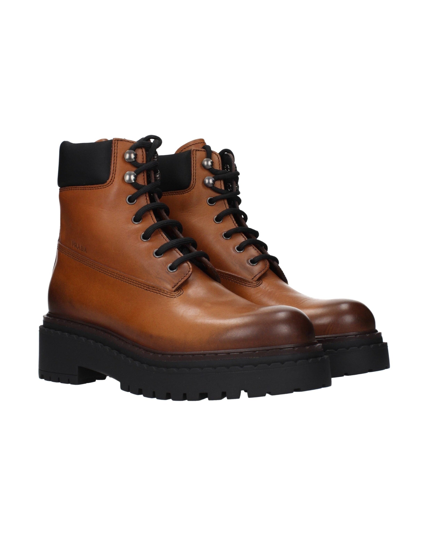 Prada Brown Leather Ankle Boots Glam Steals