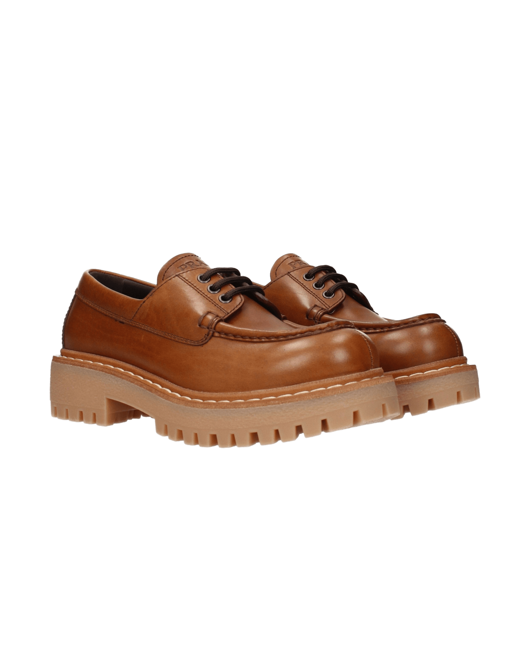 Prada Brown Leather Oxfords Derbies Shoes