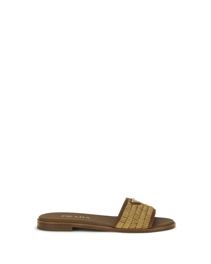 Prada Brown Raffia Slippers Glam Steals