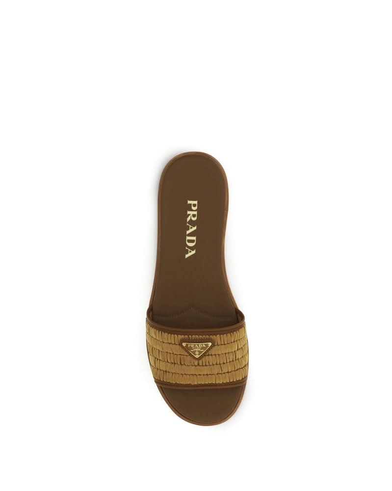 Prada Brown Raffia Slippers Glam Steals