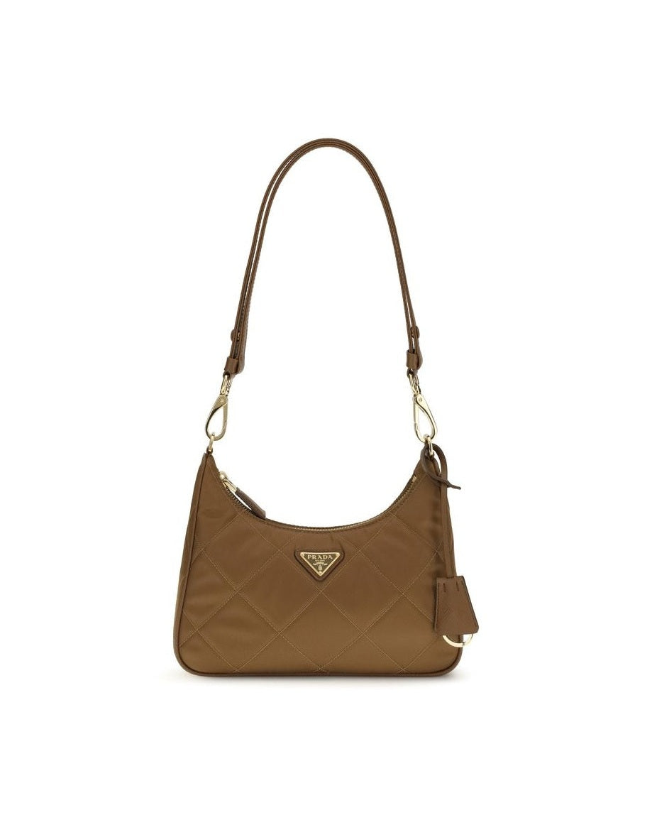 Prada Brown Recycled Polyamide Shoulder Bag Glam Steals