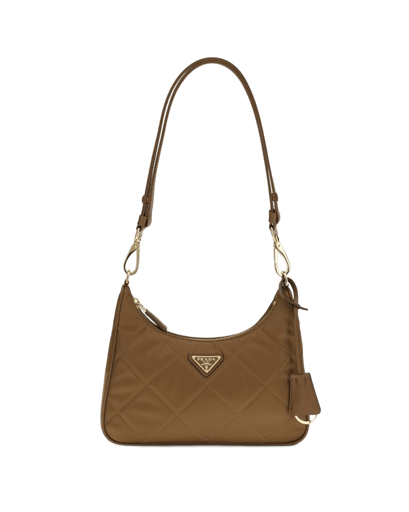 Prada Brown Recycled Polyamide Shoulder Bag Glam Steals