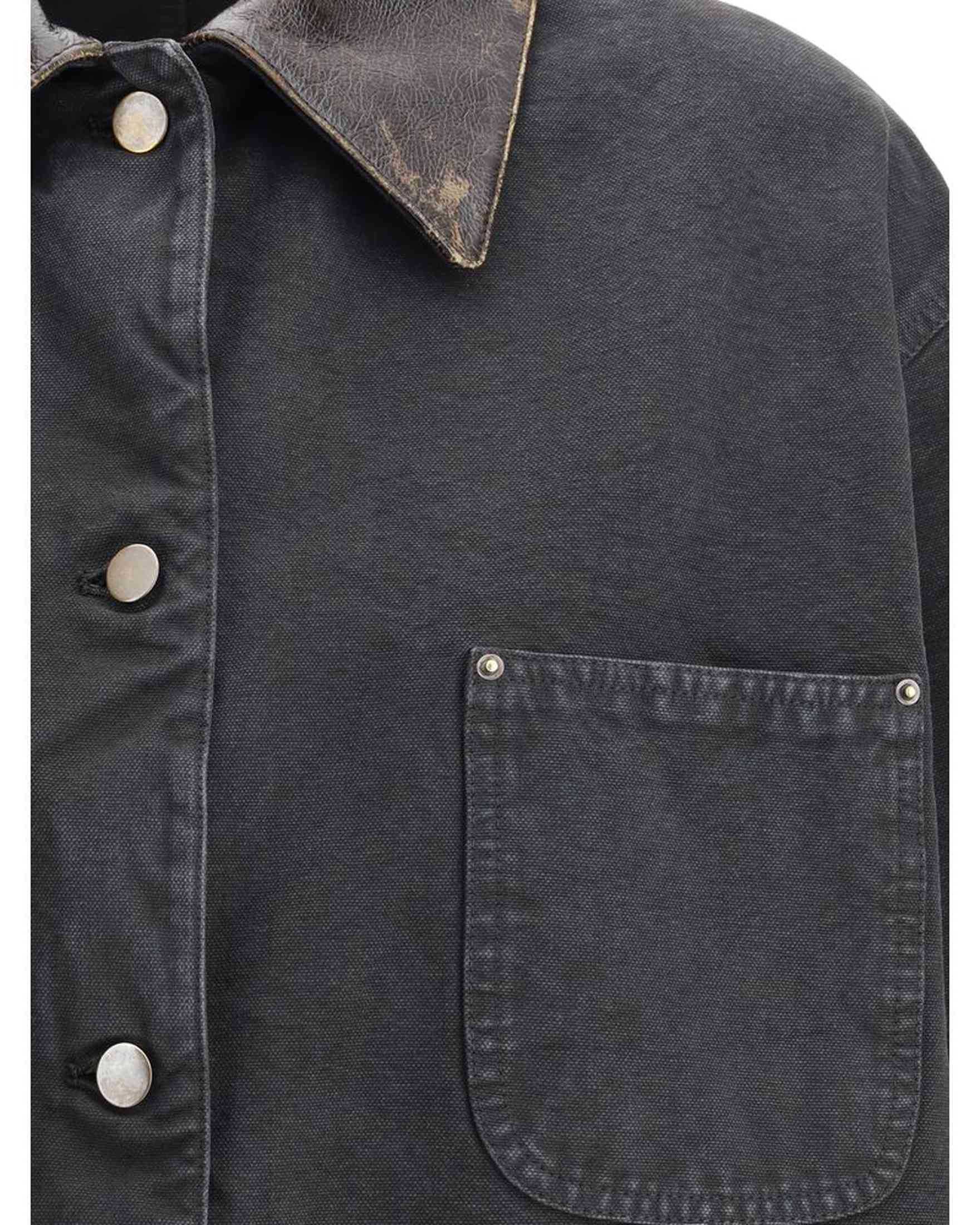 Prada Denim Jacket With Leather Collar Glam Steals