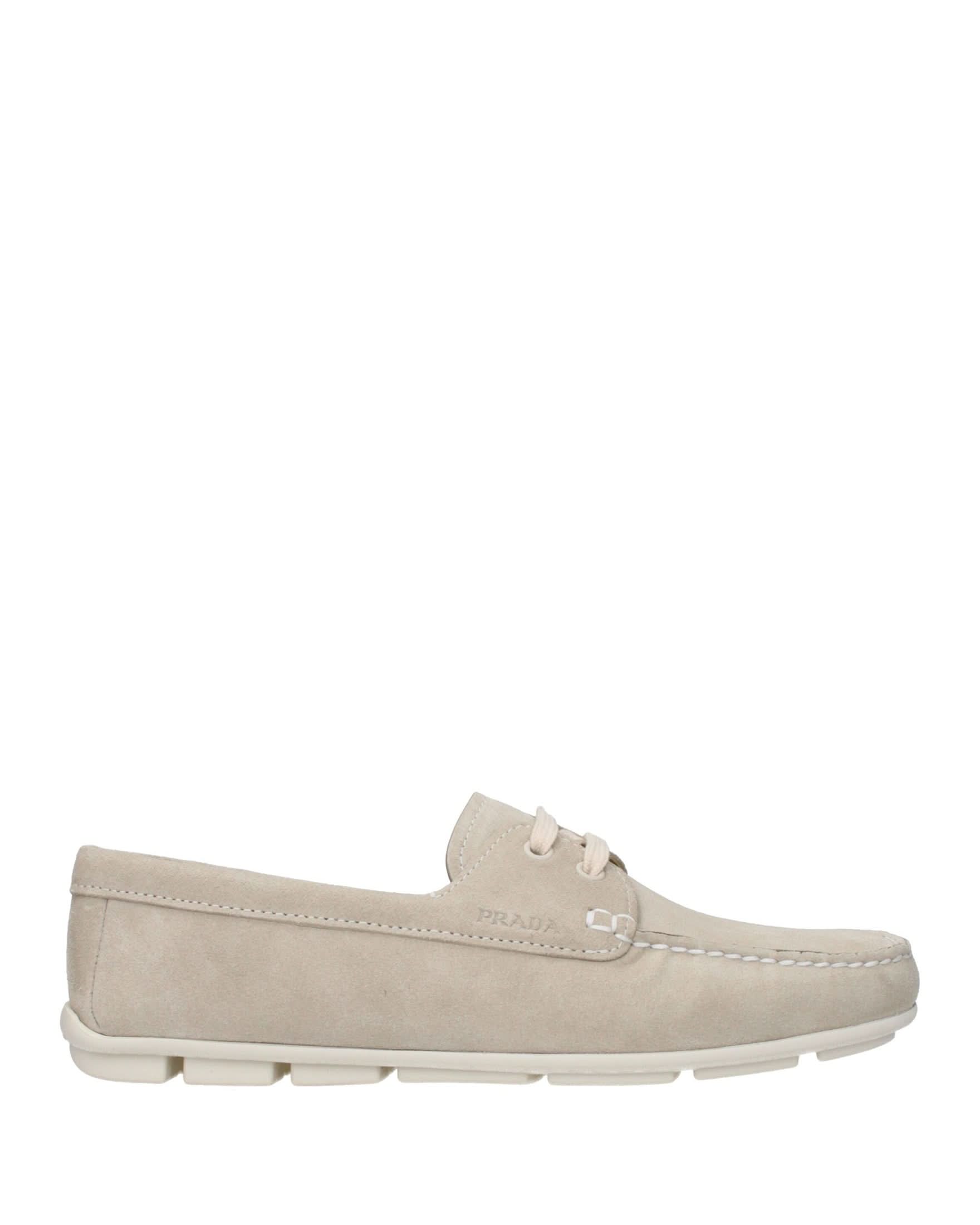 Prada Leather Gray Slip On Loafers Flats