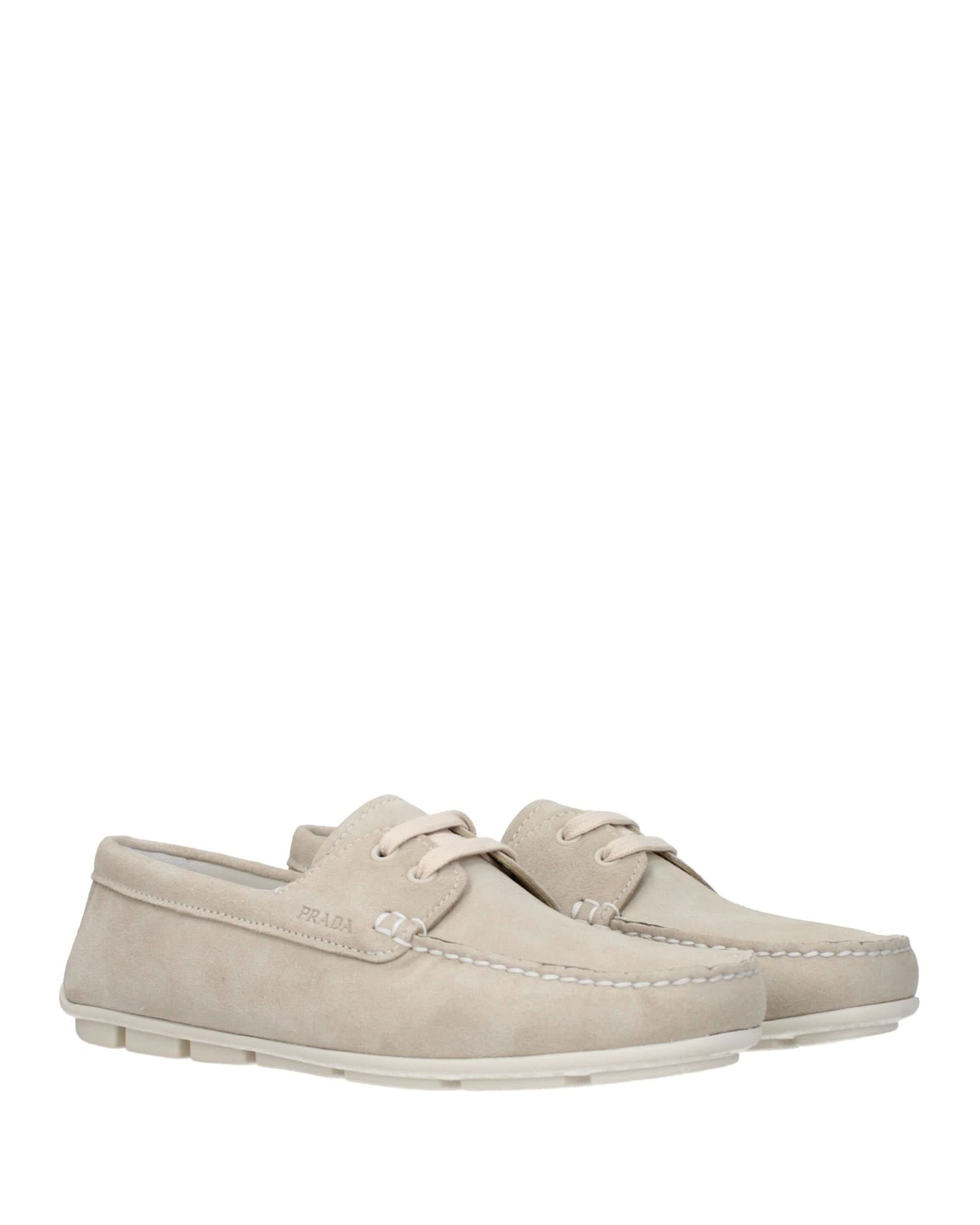 Prada Leather Gray Slip On Loafers Flats