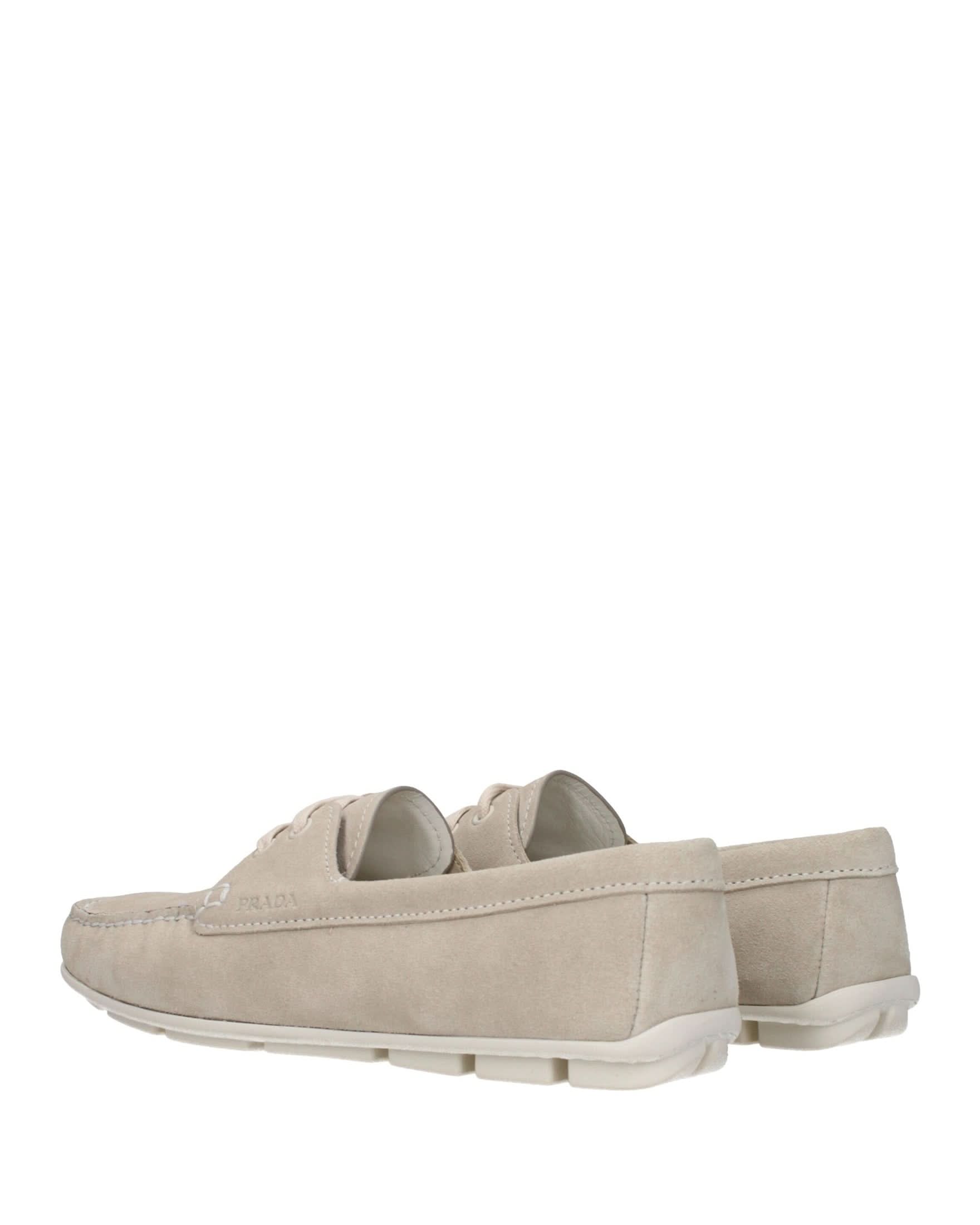 Prada Leather Gray Slip On Loafers Flats