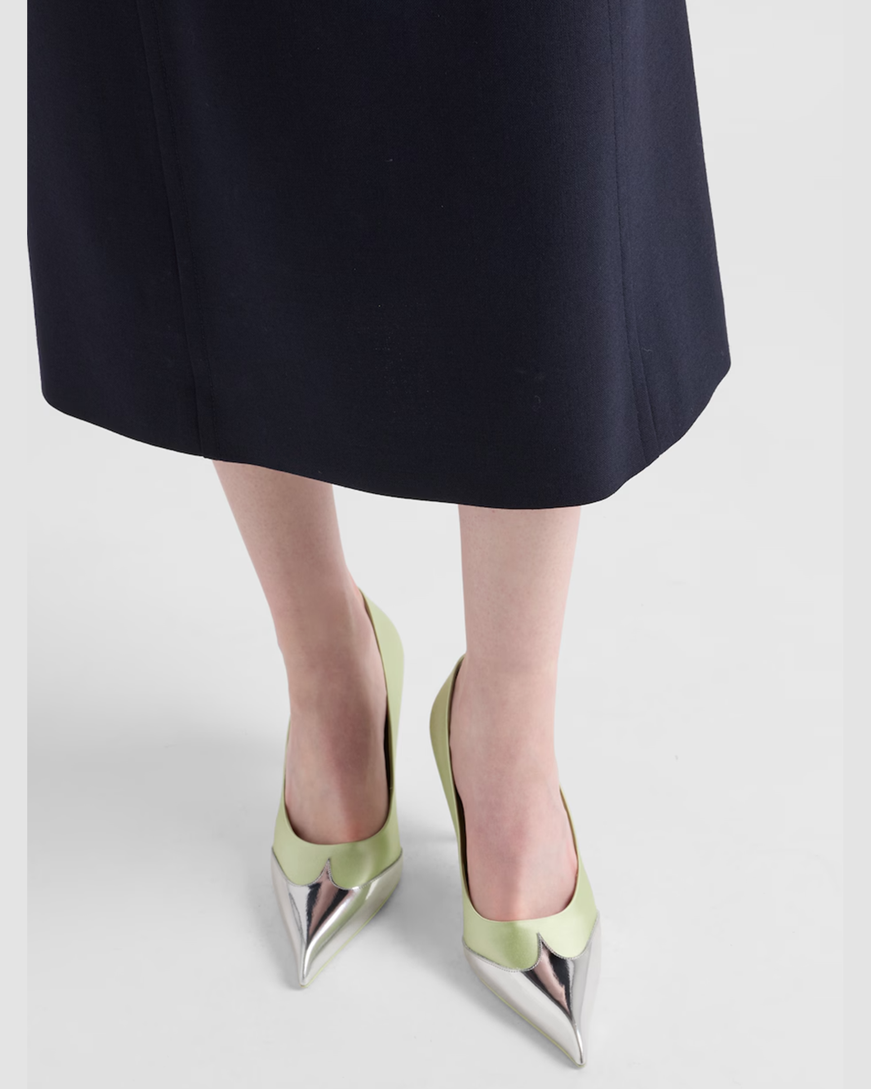 Prada Satin And Metallic Leather Pumps Glam Steals