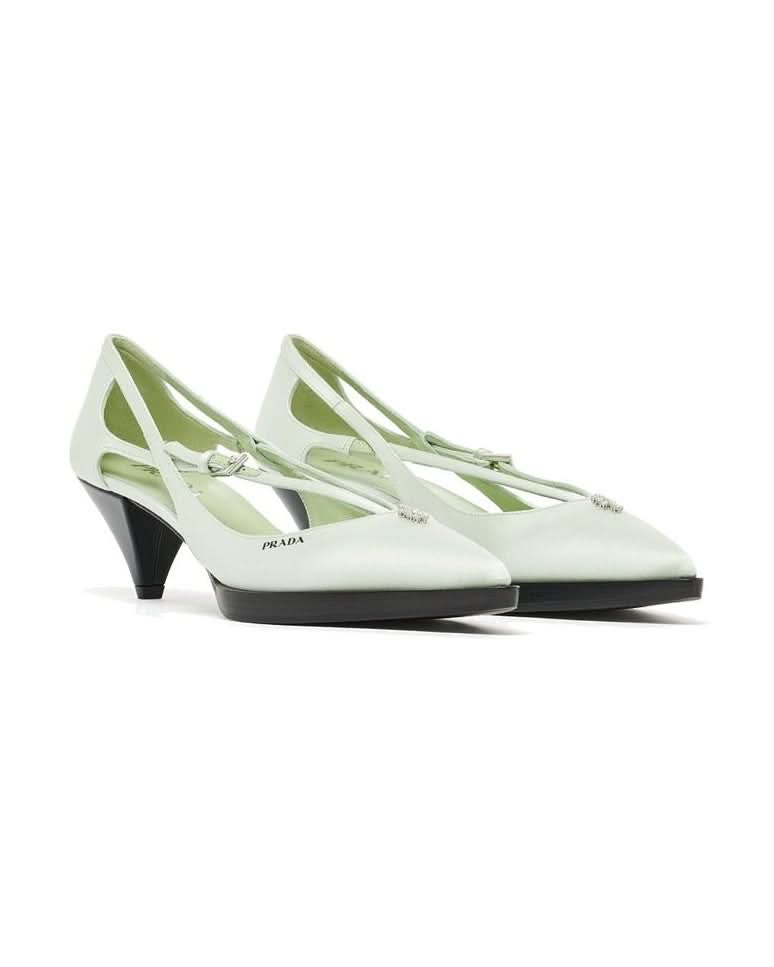 Prada Silk Mid Heel Pumps