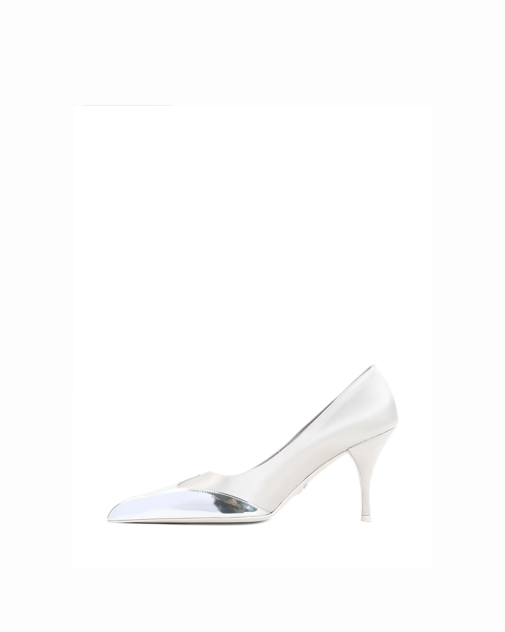 Prada Silver Satin And Metallic Leather Pumps Glam Steals