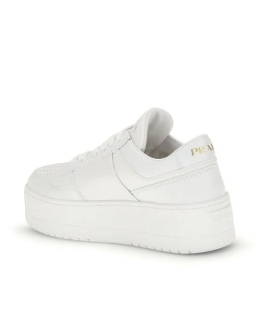 Prada White Calf Leather Bos Taurus Platform Sneakers Sneakers