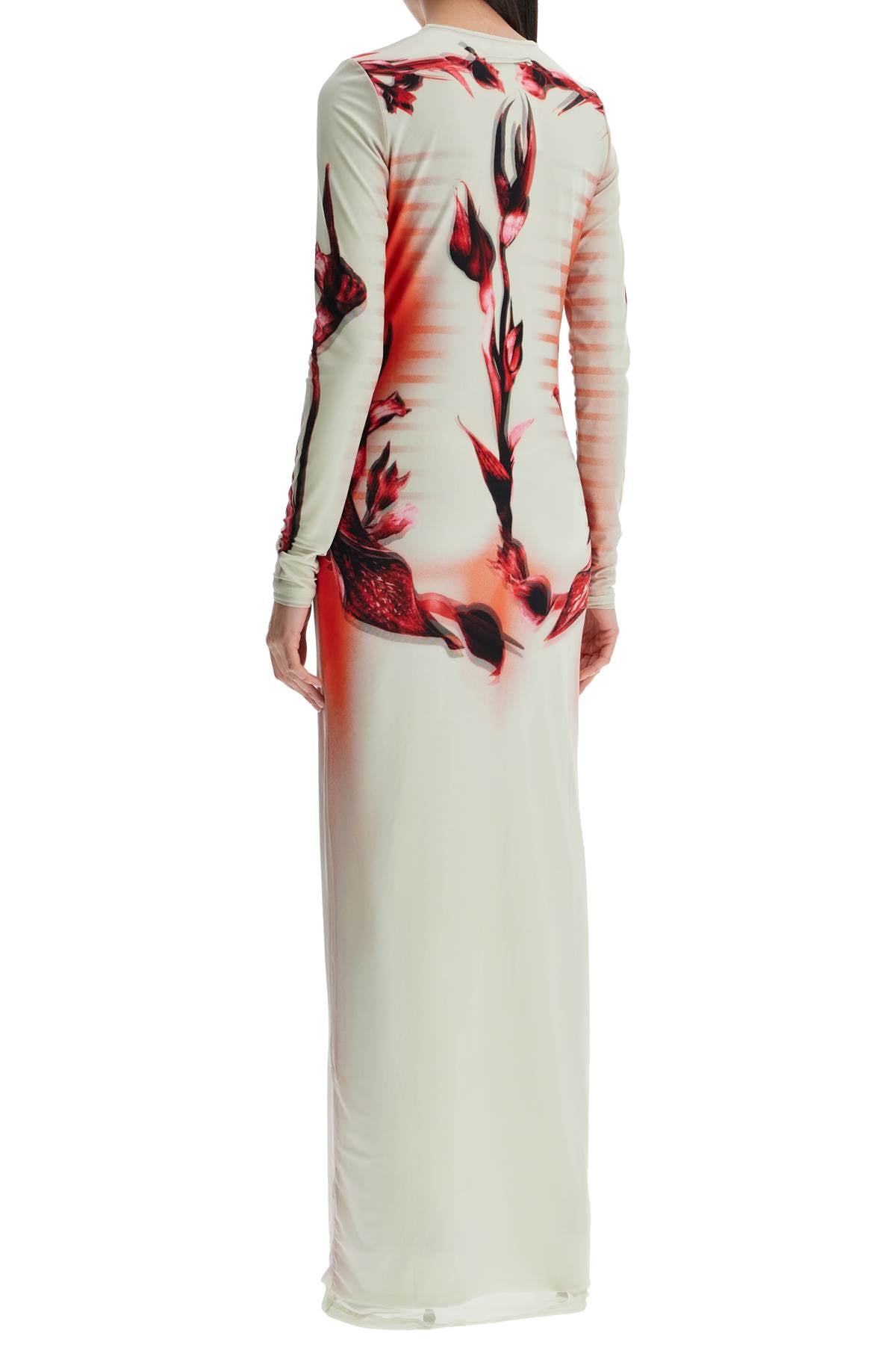 Jean Paul Gaultier Long Pink Dress Flower Body Morphing Floral Slim