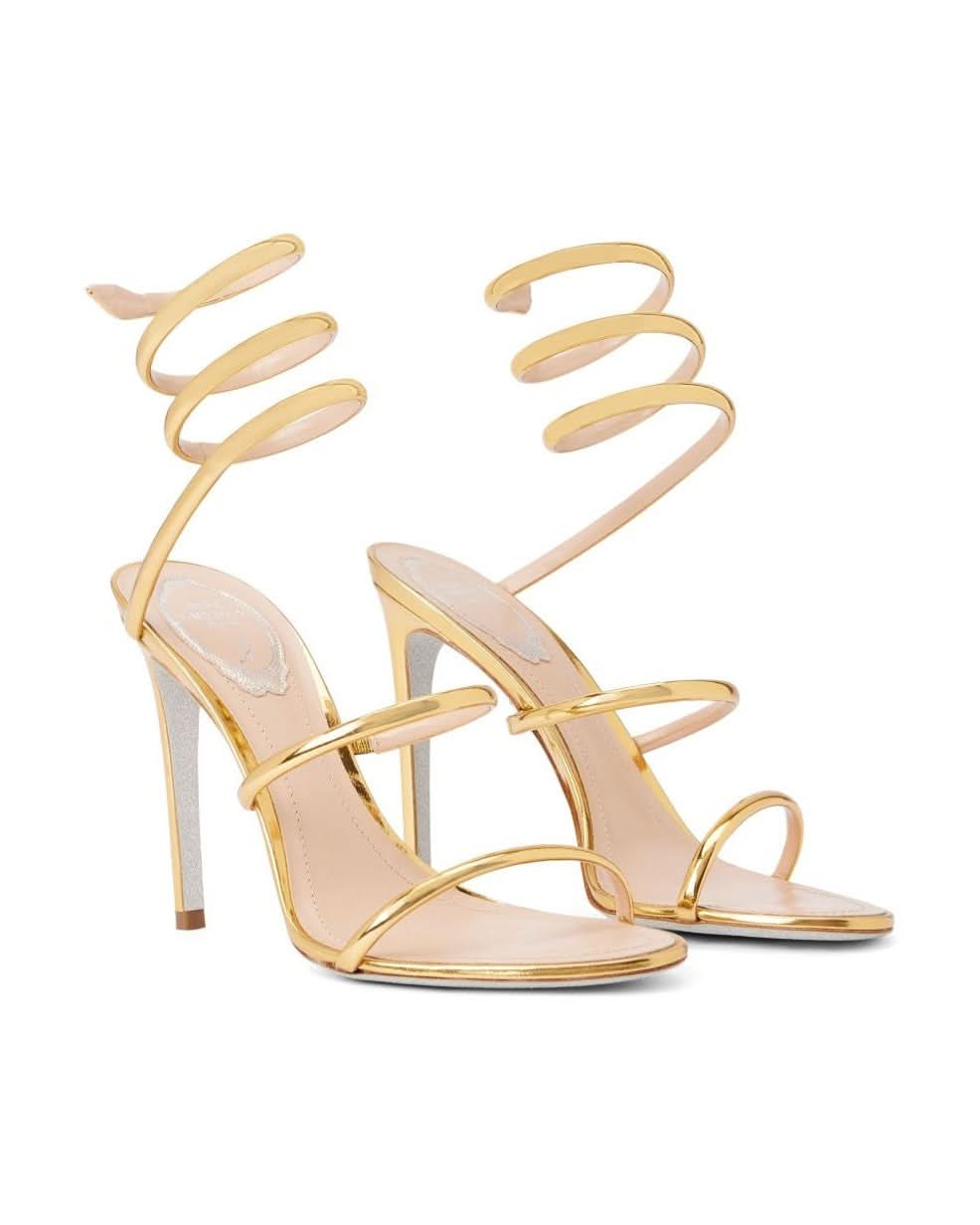 René Caovilla Golden Sandals Heels