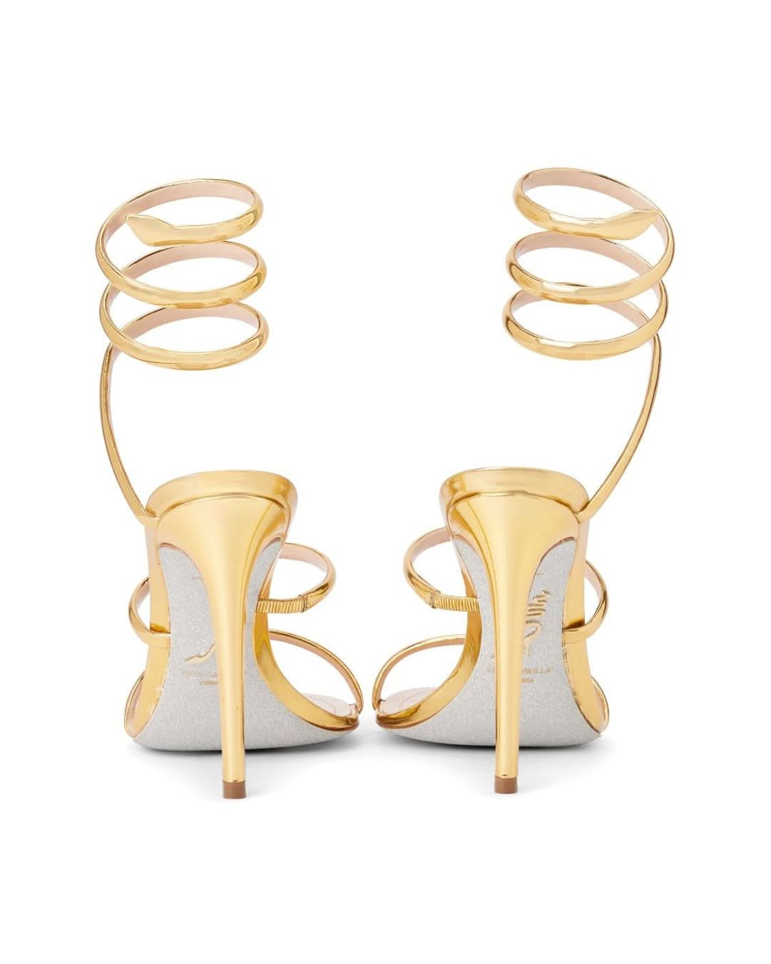 René Caovilla Golden Sandals Heels