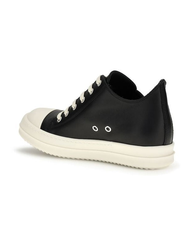 Rick Owens Black Calf Leather Bos Taurus Low Top Sneakers Glam Steals