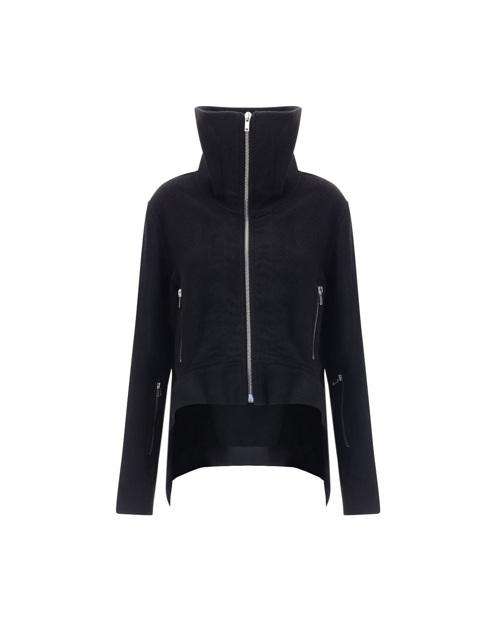 Rick Owens Black Wool Fleece Biker Jacket Glam Steals