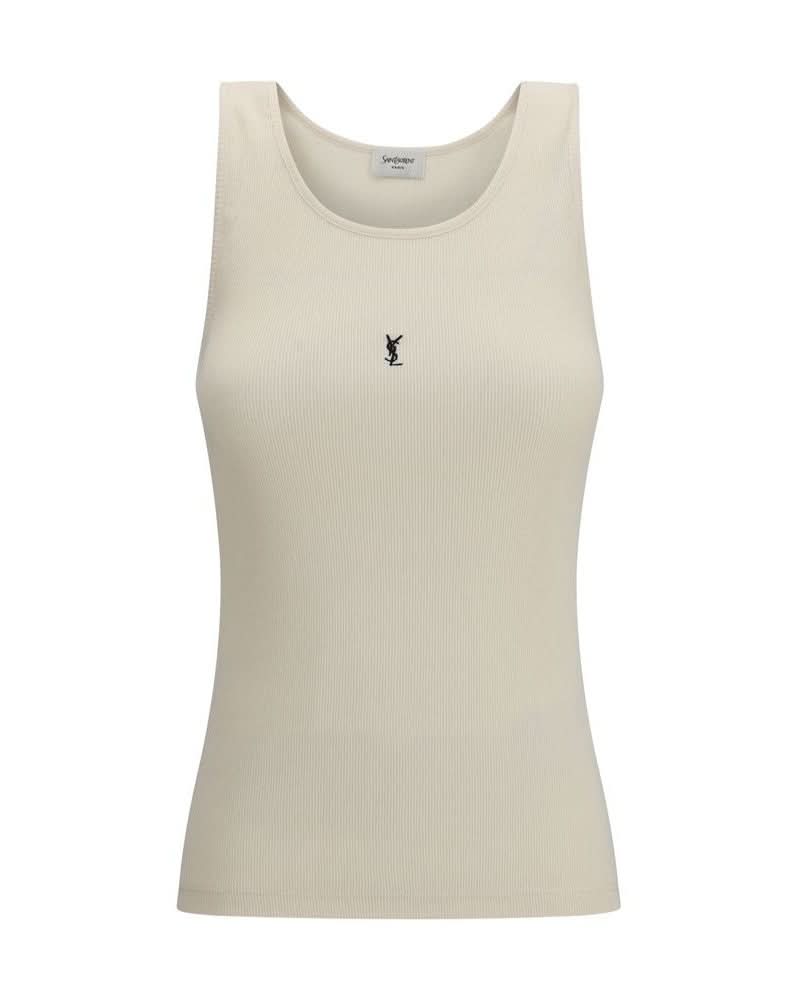 Saint Laurent Beige Cotton Tank Top Glam Steals