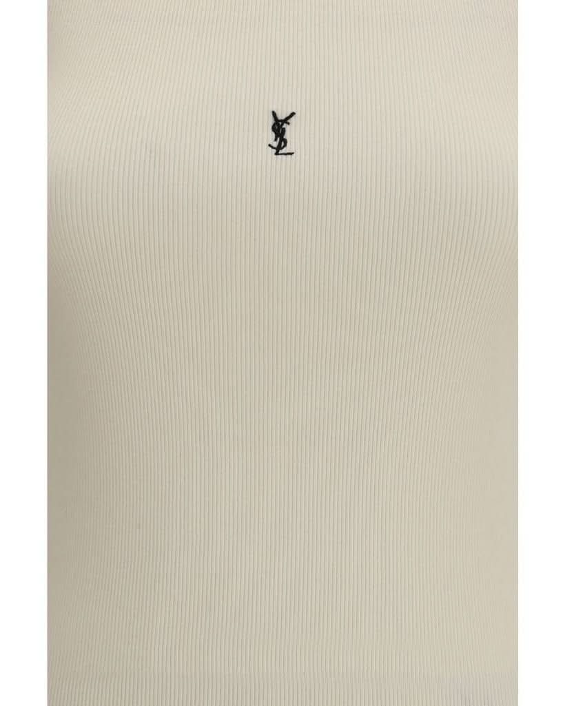 Saint Laurent Beige Cotton Tank Top Glam Steals