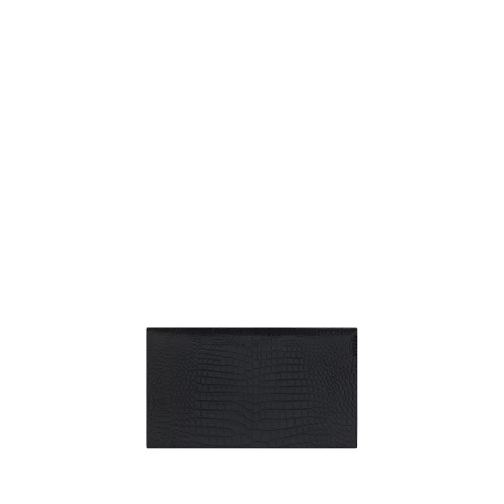 Saint Laurent Black Calf Leather Bos Taurus Card Case Glam Steals