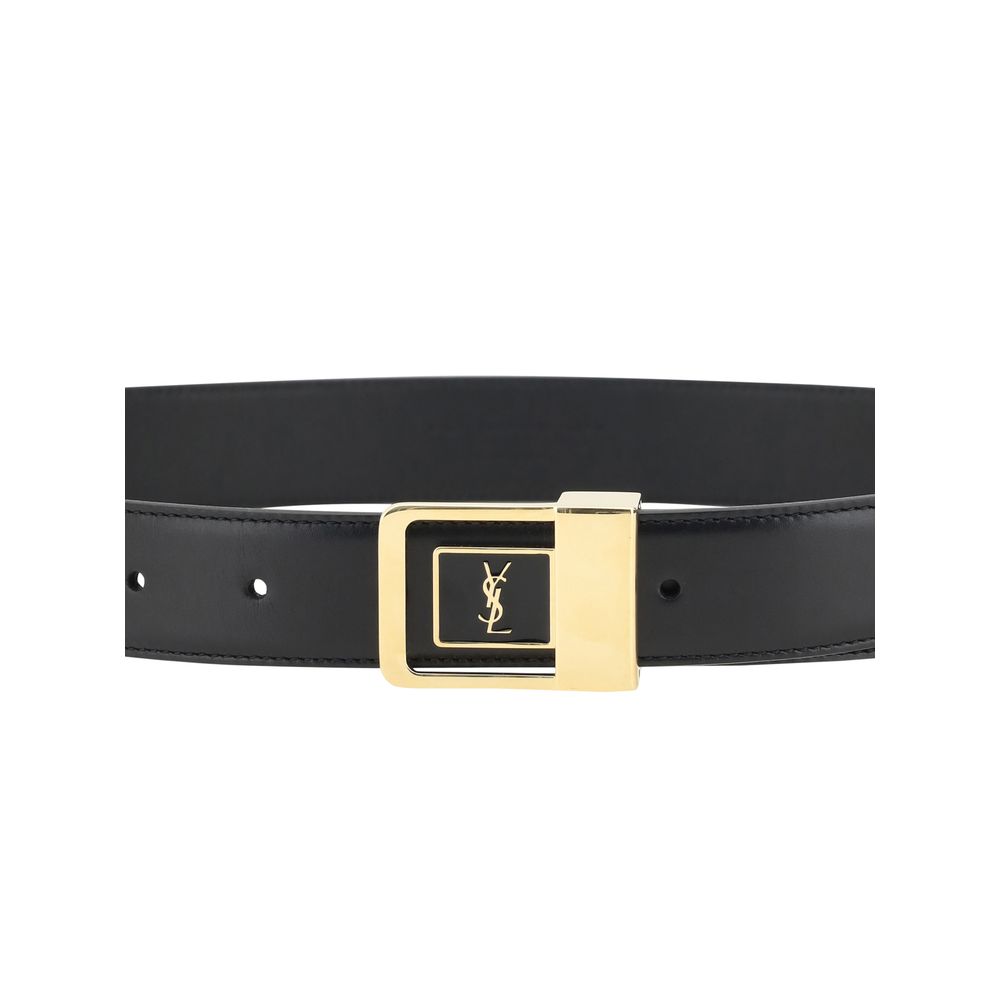 Saint Laurent Black Calf Leather Bos Taurus Regular Belt Glam Steals