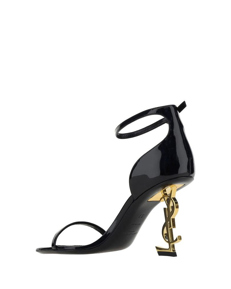 Saint Laurent Black Calf Leather Bos Taurus Stiletto Heel Sandals Glam Steals