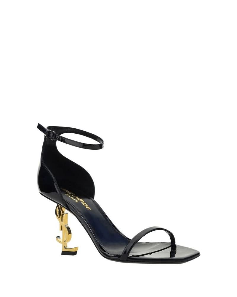 Saint Laurent Black Calf Leather Bos Taurus Stiletto Heel Sandals