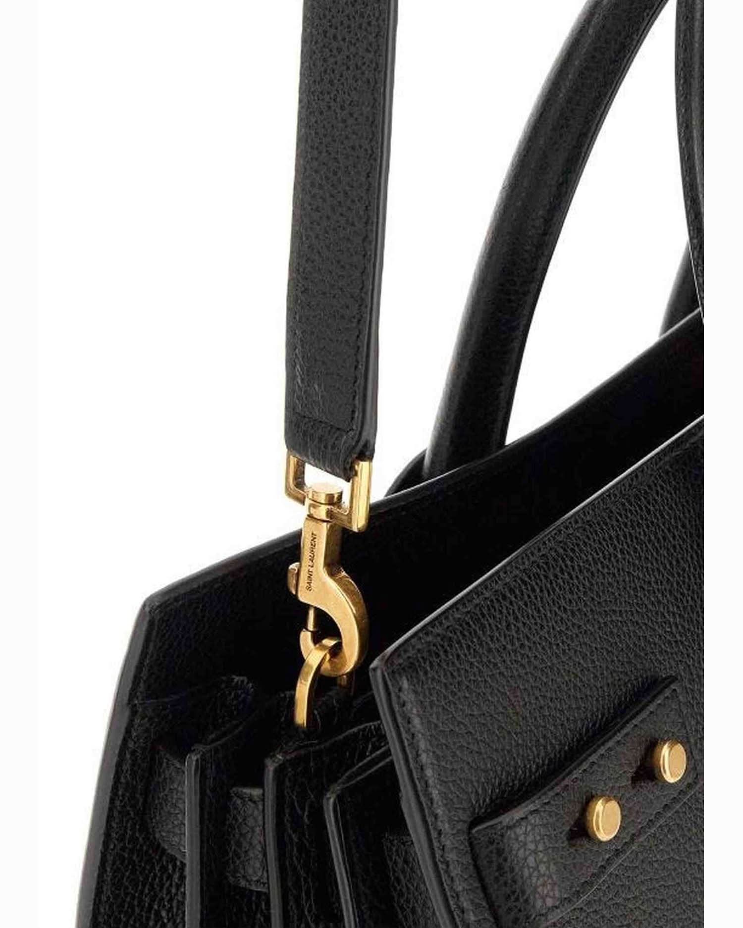 Saint Laurent Black Calf Leather Sac De Jour Handbag Handbags