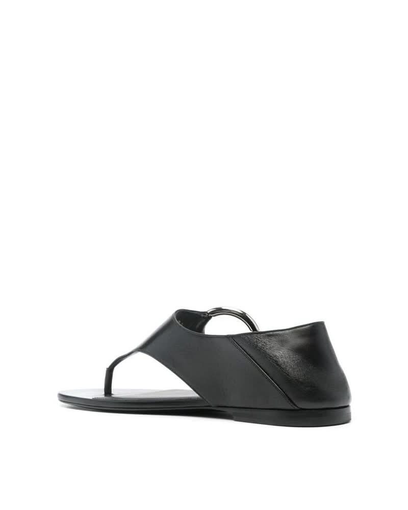Saint Laurent Black Calfskin Flat Sandals Sandals