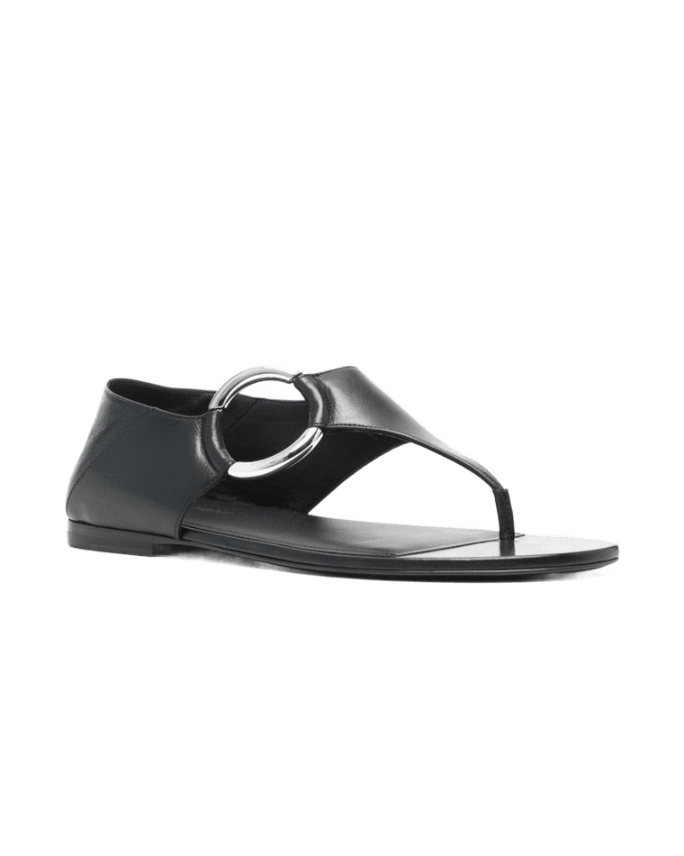 Saint Laurent Black Calfskin Ring Sandals Glam Steals