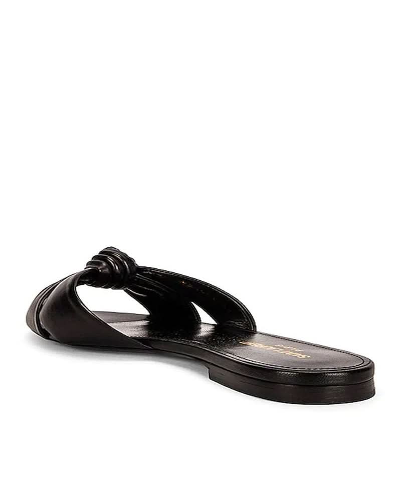 Saint Laurent Black Calfskin Slides Flats