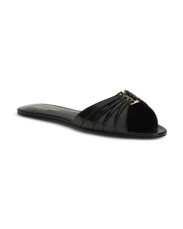 Saint Laurent Black Flat Sandals Glam Steals