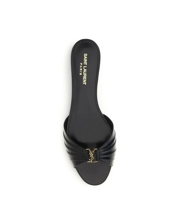 Saint Laurent Black Flat Sandals Glam Steals