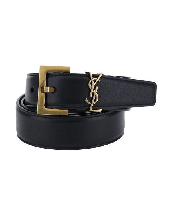 Saint Laurent Black Leather Calf Bos Taurus Regular Belt